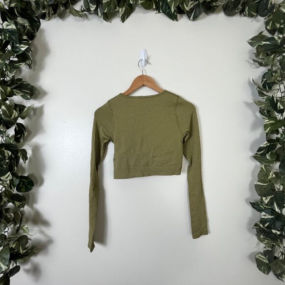 Lululemon Athletic Ebb To Street Long Sleeve Shirt Bronzed Green Women’s Size 4 - Picture 2 of 8